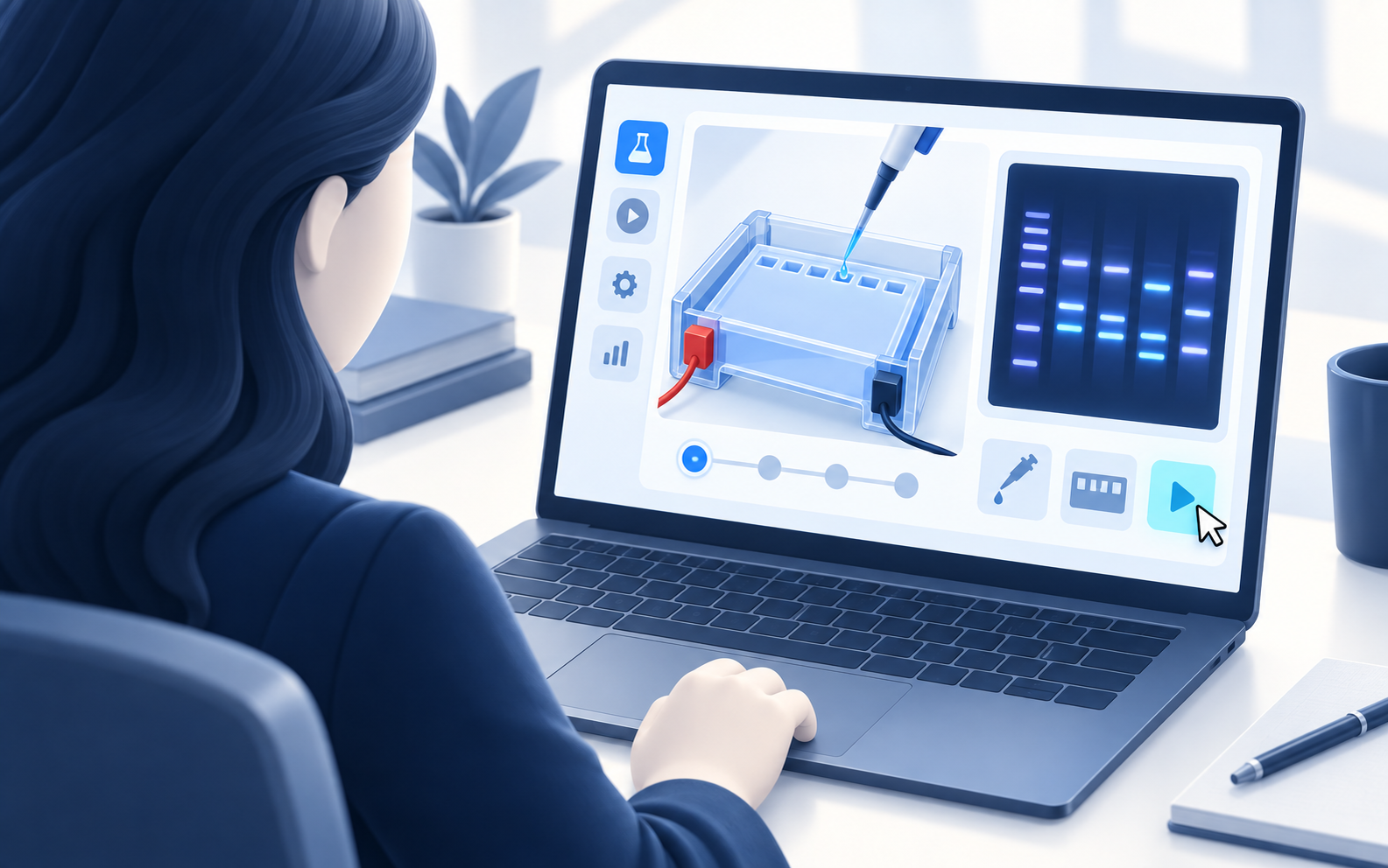 Virtual gel electrophoresis learning experience